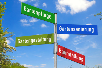 Wegweiser, Angebotspalette Garten- und Landschaftsbaubetrieb