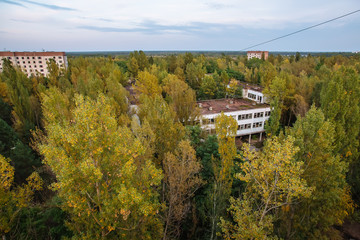Abandoned buildings of ghost town Pripyat Chornobyl Zone