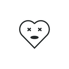 Black contour heart with emotions on a white background