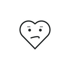 Black contour heart with emotions on a white background