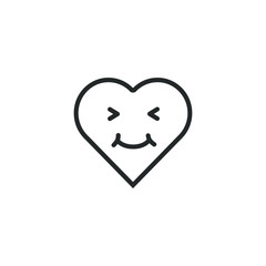 Black contour heart with emotions on a white background. Emoji happy heart