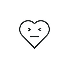 Black contour heart with emotions on a white background