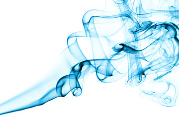 Blue smoke and fog on white background