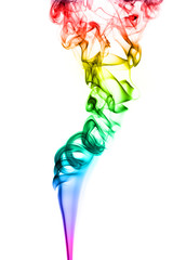 Rainbow smoke on white background