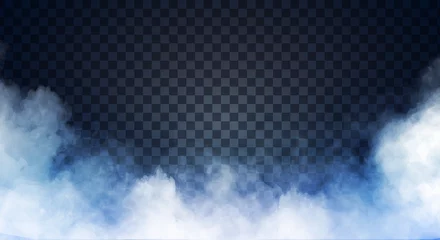Poster Im Rahmen Blaugrauer Nebel oder Rauch auf dunklem Hintergrund. Vektor-Illustration © Rudzhan