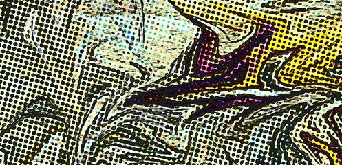 Abstract swirl background. Liquid paint texture in expressionism style. Comic dots effect. Retro comics cartoon design. 