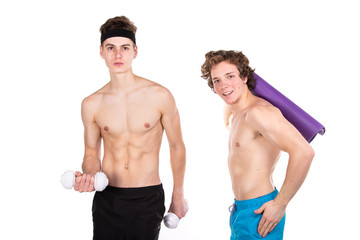 Fototapeta na wymiar Sport and healthy lifestyle. Two attractive guys.