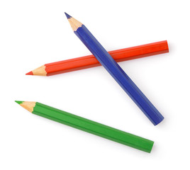 Fototapeta Top view of three color pencils obraz
