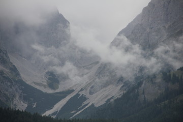 clouds over mountains