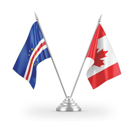 Canada and Cape Cabo Verde table flags isolated on white 3D rendering