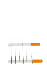 Acupuncture to stop smoking. Voodoo cigarettes. Acupuncture needles are on the cigarette. Traditional ancient Chinese medicine.