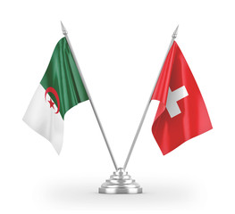 Switzerland and Algeria table flags isolated on white 3D rendering