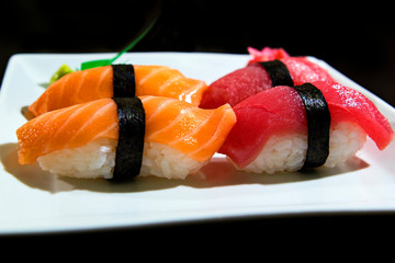 Tuna and salmon sashimi sushi meal