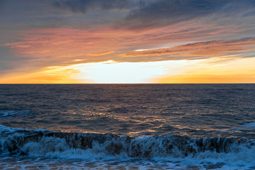 Fototapeta na wymiar Sochi Sea storm. Sea sunset. Raging sea.