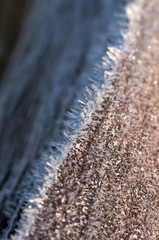Frost crystals on a tree trunk. Macro photography