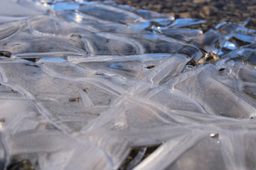 Frozen ice crystal at the lake
