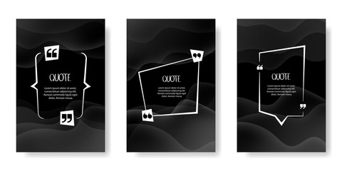 Quote frames blank template set. Blank template for your text, speech quotes in an empty bubble. Vector illustration