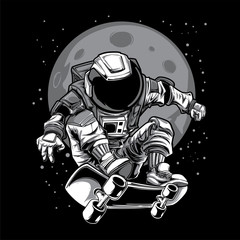 astronaut skateboard space moon illustration  © Utix Grapix