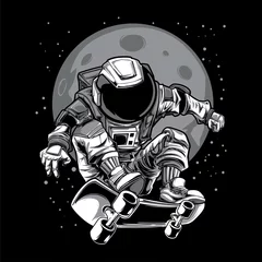 Foto op Canvas astronaut skateboard space moon illustration  © Utix Grapix