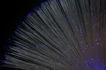 Close up on colored fiber optics - shallow depth of field. macro