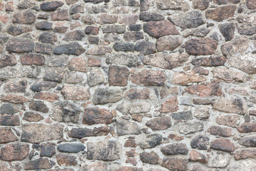 The surface of the wall of an ancient structure made of natural stones