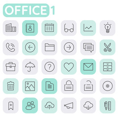 Trendy line icons - Office icons collection, set 1