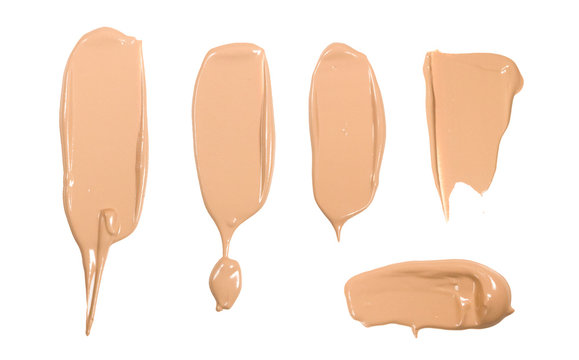 set of makeup foundation splash smudge swatch