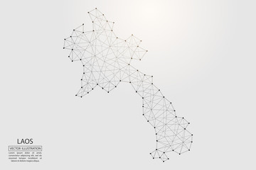 A map of Laos consisting of 3D triangles, lines, points, and connections. Vector illustration of the EPS 10.