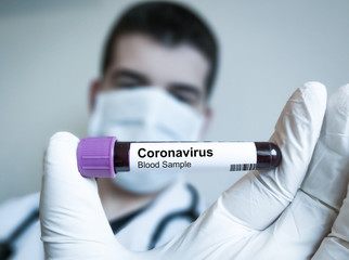 New epidemic Coronavirus 2019-nCoV. Corona virus outbreaking. Blood Test in Doctors Hand