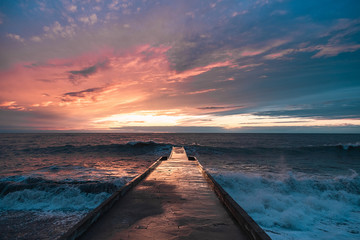 Obraz premium Sochi Sea storm. Sea sunset. Raging sea.