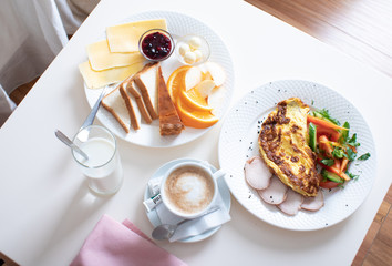 Fresh breakfast isolated no people room service.