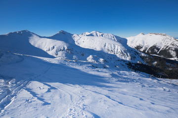 Fototapeta na wymiar Winter mountain in Poland from Tatras - Kasprowy Wierch