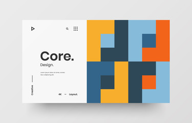 Creative horizontal website screen part for responsive web design project development. Abstract geometric pattern banner layout mock up. Corporate landing page block vector illustration template.