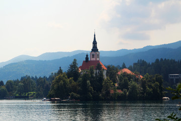 Lake Bled, view from the embankment, Slovenia	