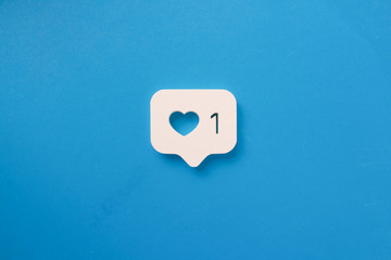 instagram like, isometric icon, white 3d design illustration of the notification on the social media, 3d render, blue, flat lay,top view - obrazy, fototapety, plakaty
