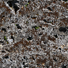 Seamless texture of old gray weathered sandstone wall covered with moss. Lichtenstein Castle (Schloss Lichtenstein). Baden-Wurttemberg. Germany.