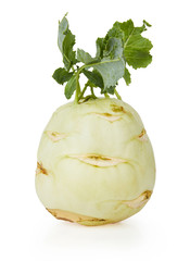 Naklejka premium Fresh kohlrabi isolated on white background with clipping path. Studio shot