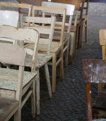 Fototapeta na wymiar Vintage chairs in Berlin outdoor market