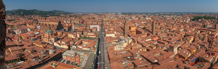 Fototapeta na wymiar Aerial panoramic view of Bologna, Italy.