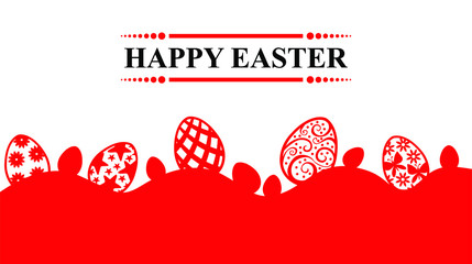 Vector illustrations of Easter greeting banner with eggs