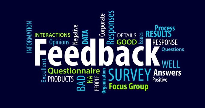 Animated Feedback Word Cloud on a Blue Background