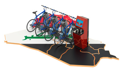 Bicycle sharing system in Iraq concept, 3D rendering
