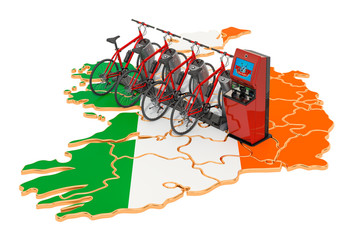 Bicycle sharing system in Ireland concept, 3D rendering