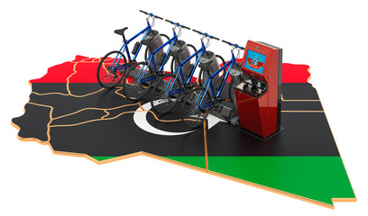 Bicycle sharing system in Libya concept, 3D rendering