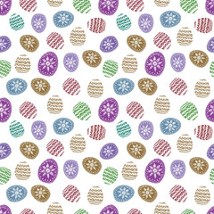 Easter illustration. Elegant eggs with patterns. Drawn by hand. Holiday, celebration, congratulations. Background, print, textiles, paper. Spring, traditions. Seamless pattern.