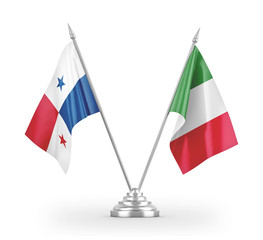 Italy and Panama table flags isolated on white 3D rendering