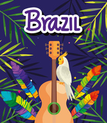 poster of carnival brazil with parrot and guitar