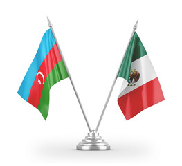 Mexico and Azerbaijan table flags isolated on white 3D rendering