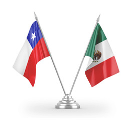 Mexico and Chile table flags isolated on white 3D rendering