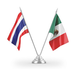 Mexico and Thailand table flags isolated on white 3D rendering